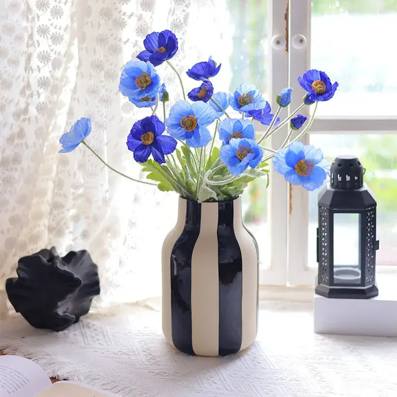 Black Striped Ceramic Vase