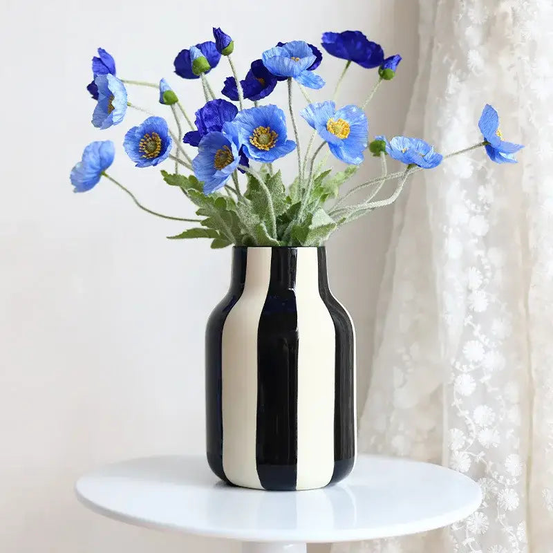 Black Striped Ceramic Vase