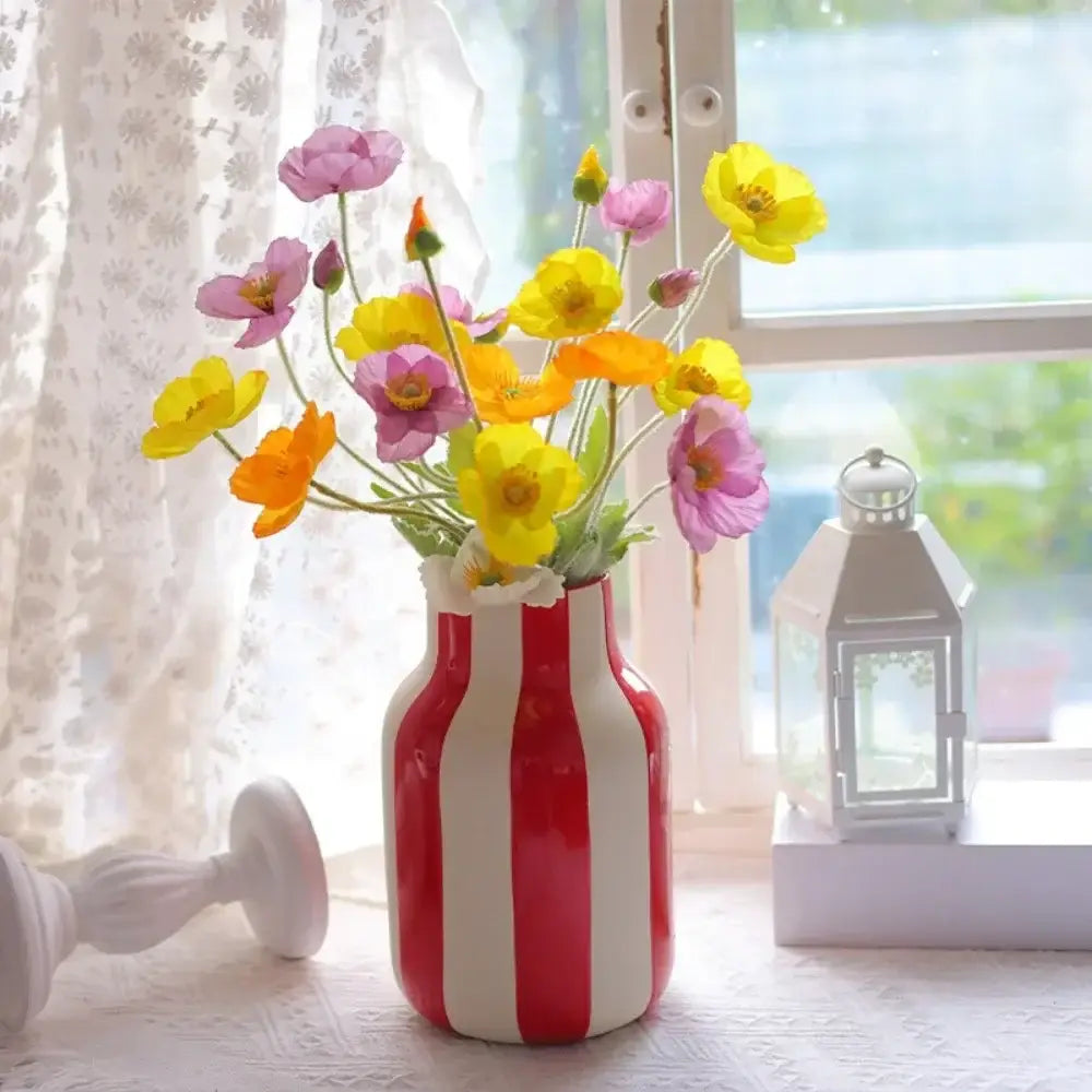 Black Striped Ceramic Vase