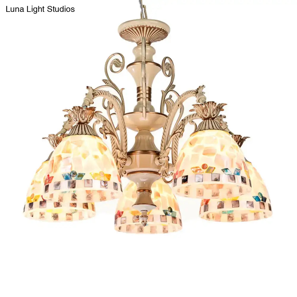Cream Floral Glass Chandelier