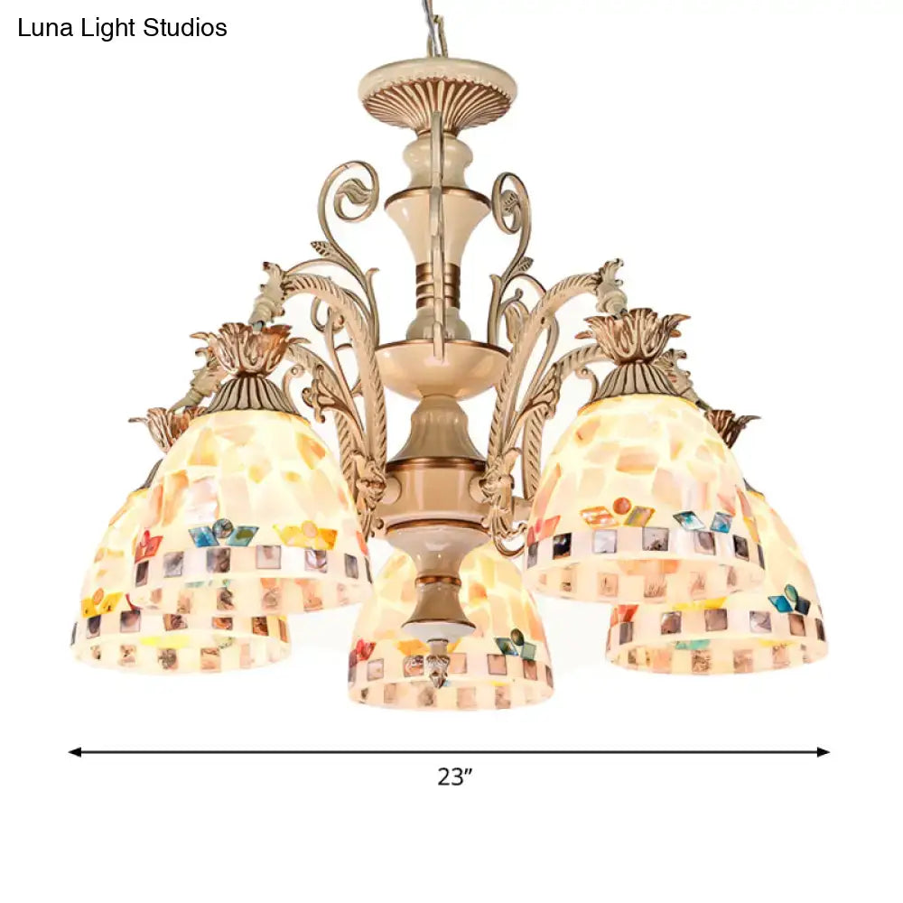 Cream Floral Glass Chandelier