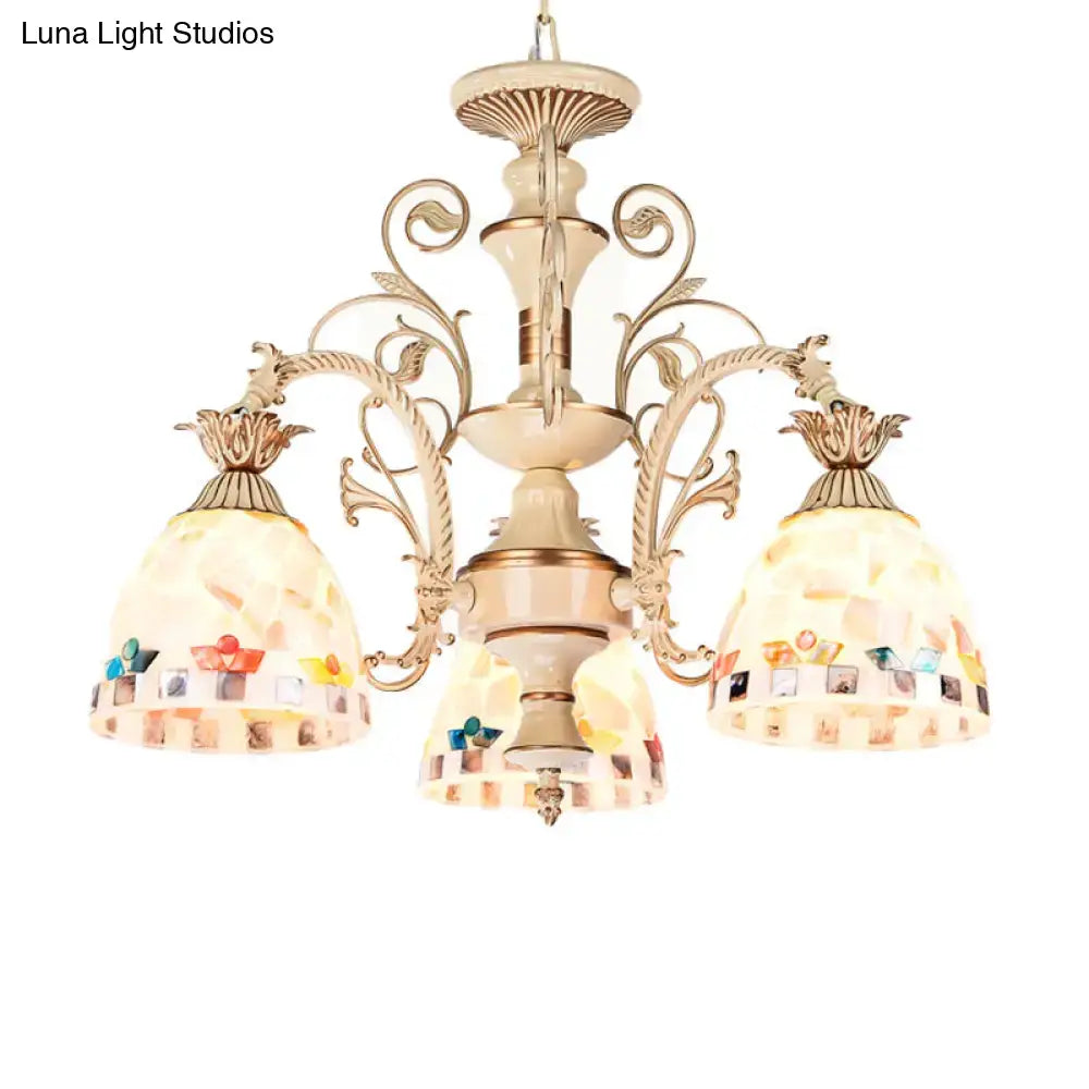 Cream Floral Glass Chandelier