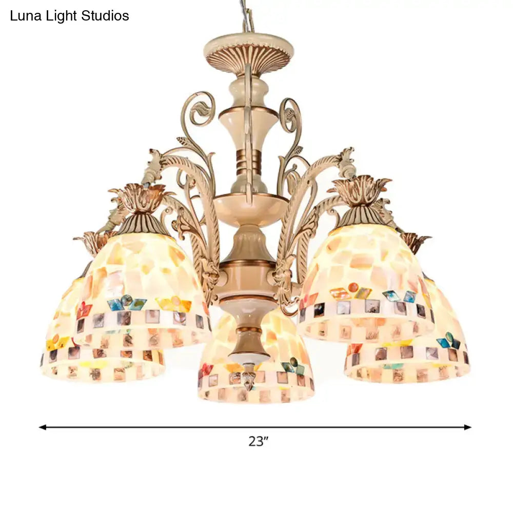 Cream Floral Glass Chandelier