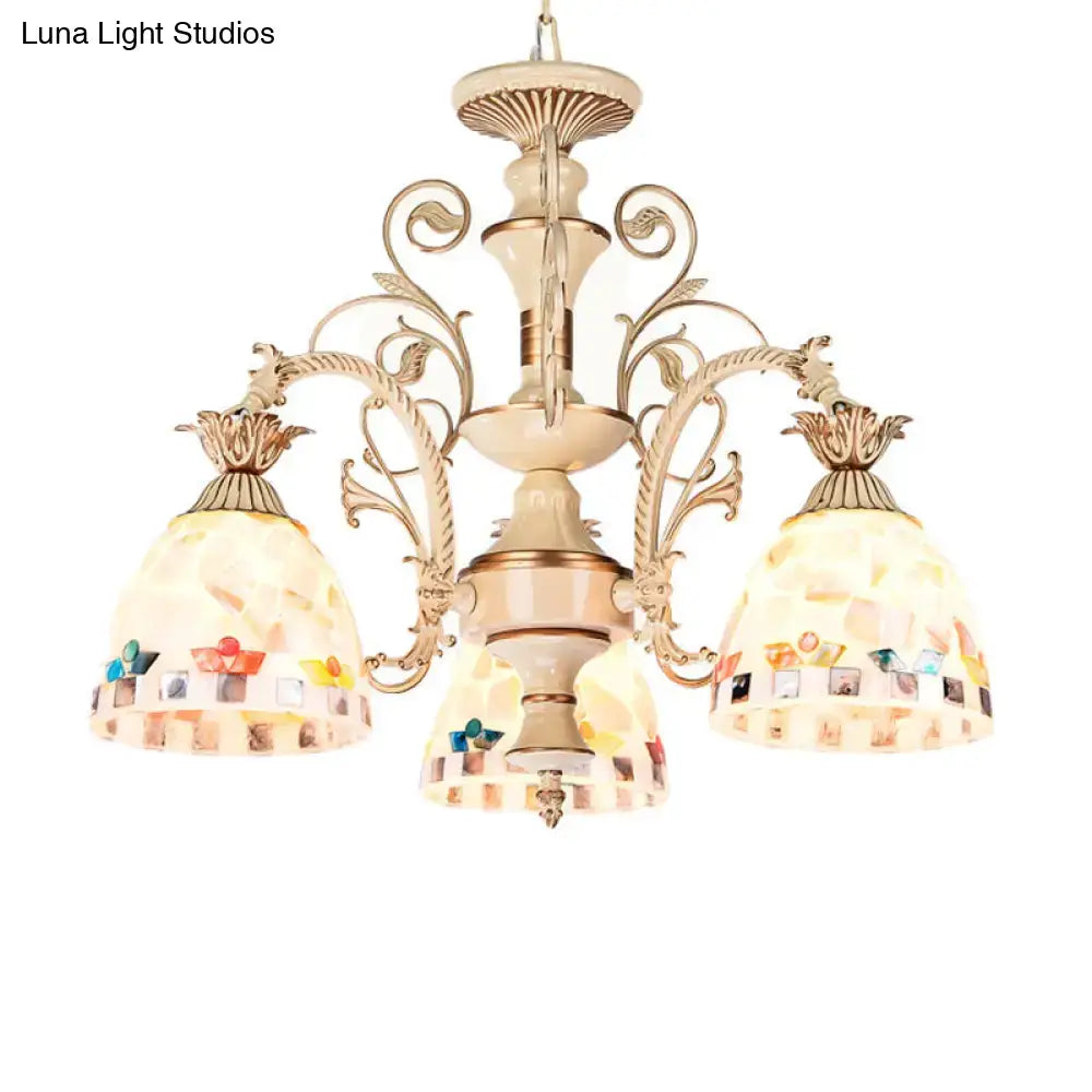 Cream Floral Glass Chandelier
