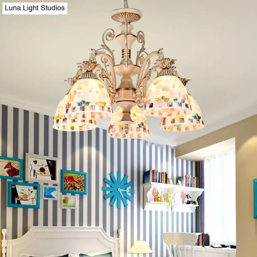 Cream Floral Glass Chandelier