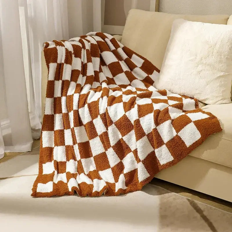 Checkerboard Knit Throw Blanket