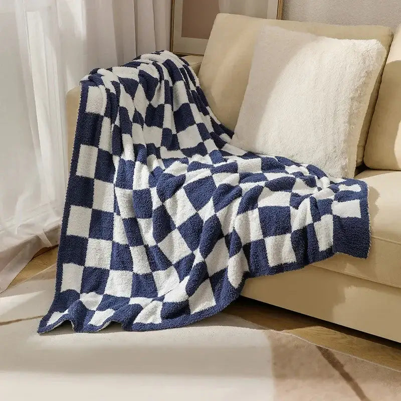 Checkerboard Knit Throw Blanket