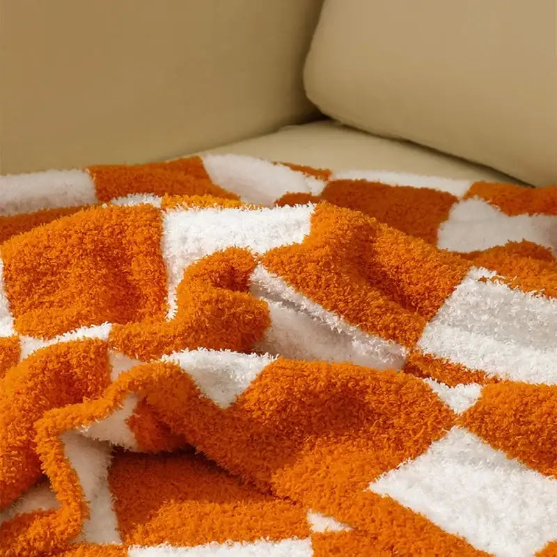 Checkerboard Knit Throw Blanket
