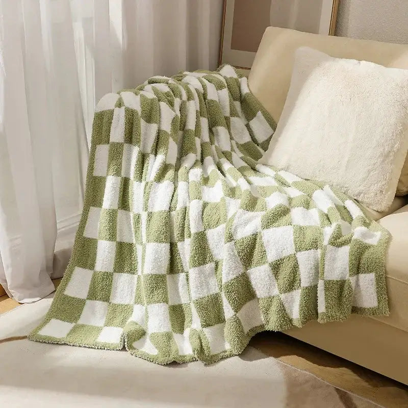 Checkerboard Knit Throw Blanket