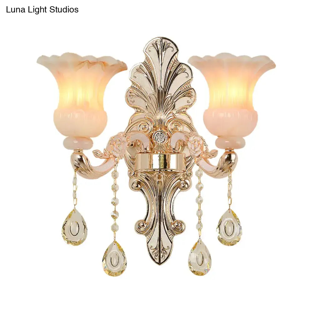 Champagne Crystal Flower Sconce