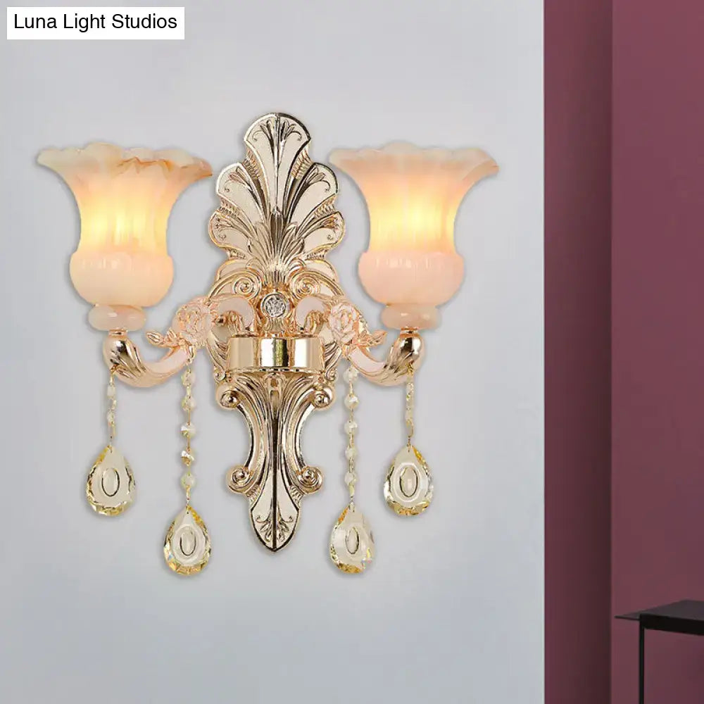 Champagne Crystal Flower Sconce