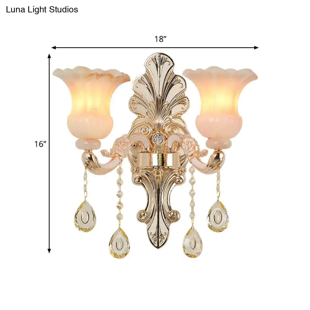 Champagne Crystal Flower Sconce
