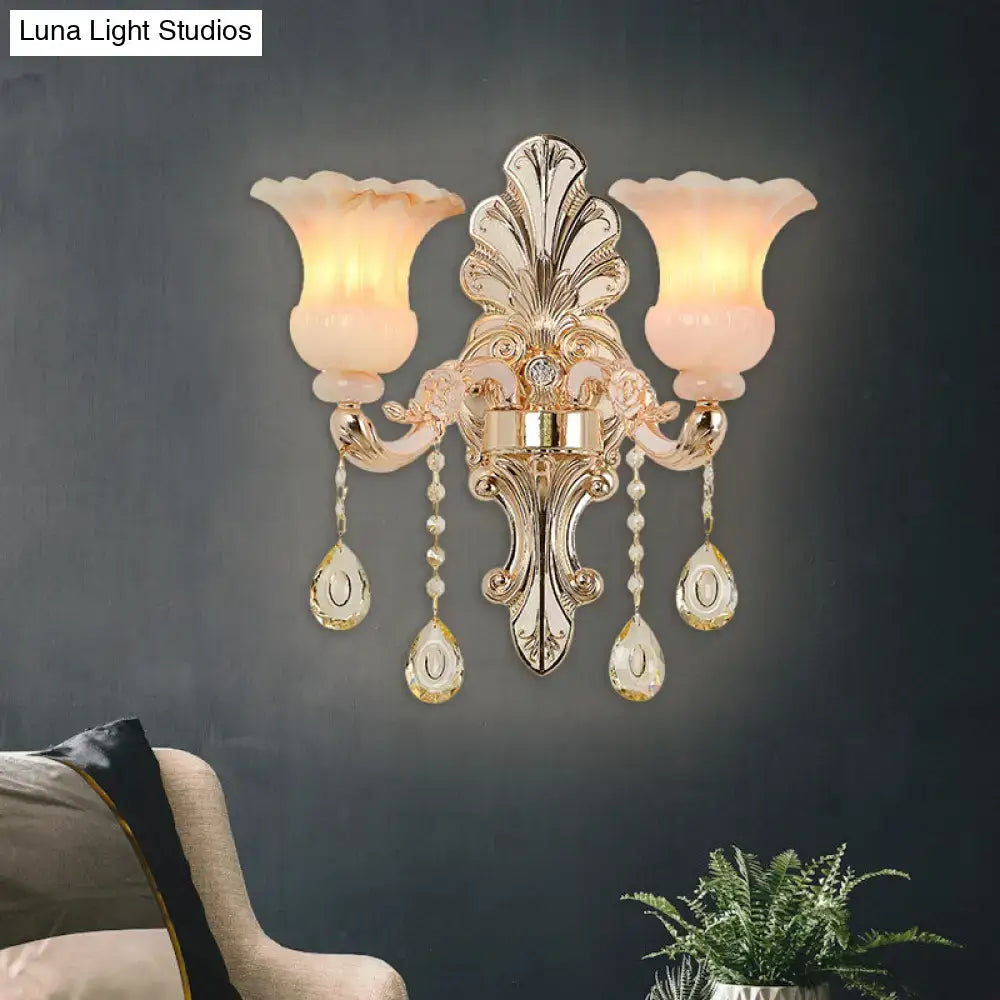 Champagne Crystal Flower Sconce