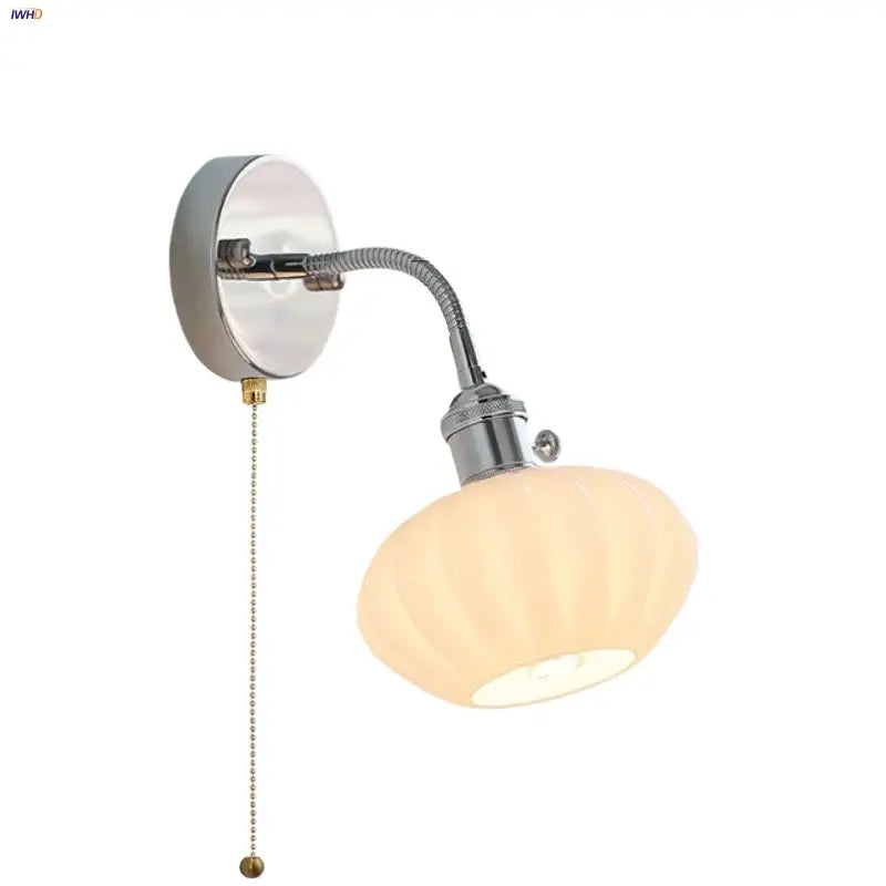 Chrome Ribbed Glass Wall Lamp