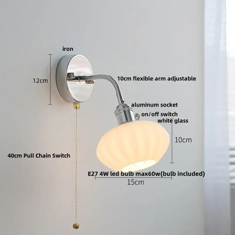 Chrome Ribbed Glass Wall Lamp
