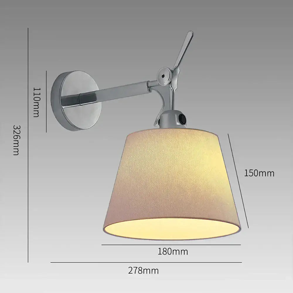 Chrome Industrial Fabric Shade Wall Light
