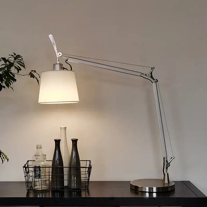 Chrome Industrial Fabric Shade Wall Light
