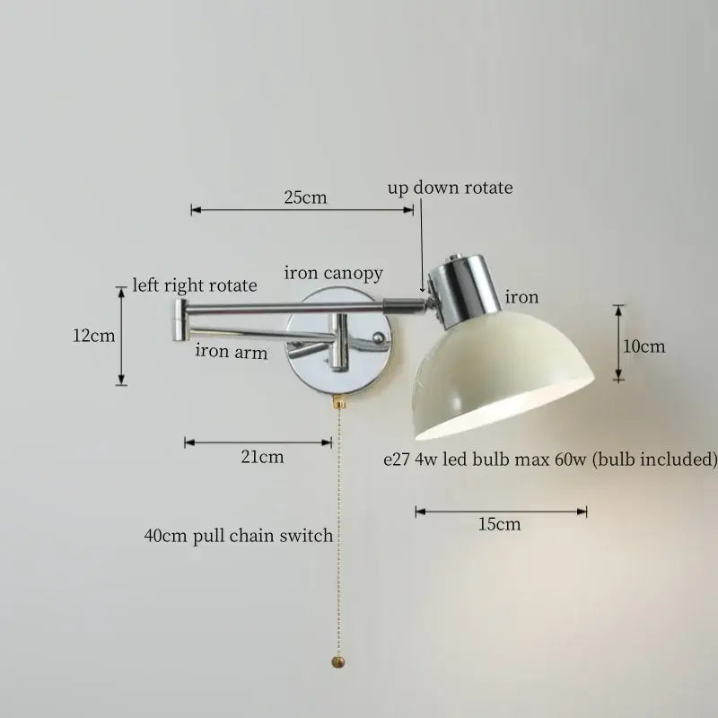 Chrome LED Wall Lamp with Adjustable Swing Arm
