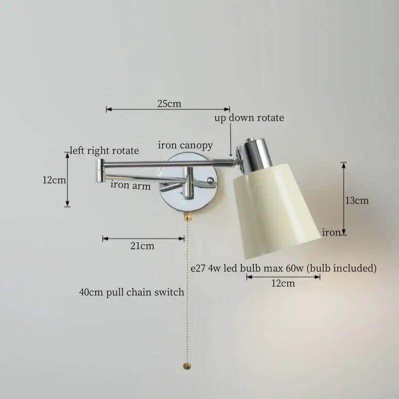 Chrome LED Wall Lamp with Adjustable Swing Arm