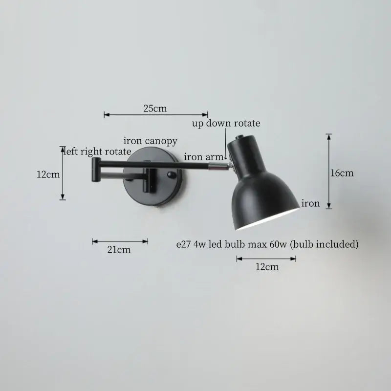Chrome LED Wall Lamp with Adjustable Swing Arm