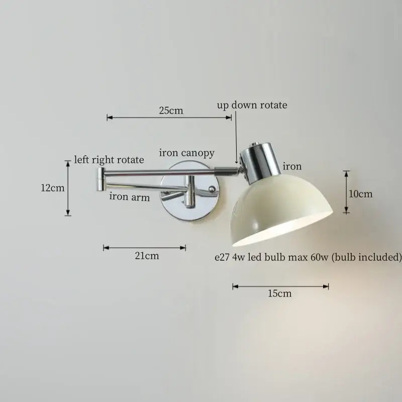 Chrome LED Wall Lamp with Adjustable Swing Arm