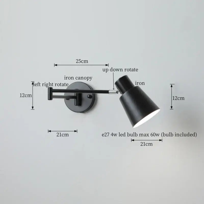 Chrome LED Wall Lamp with Adjustable Swing Arm