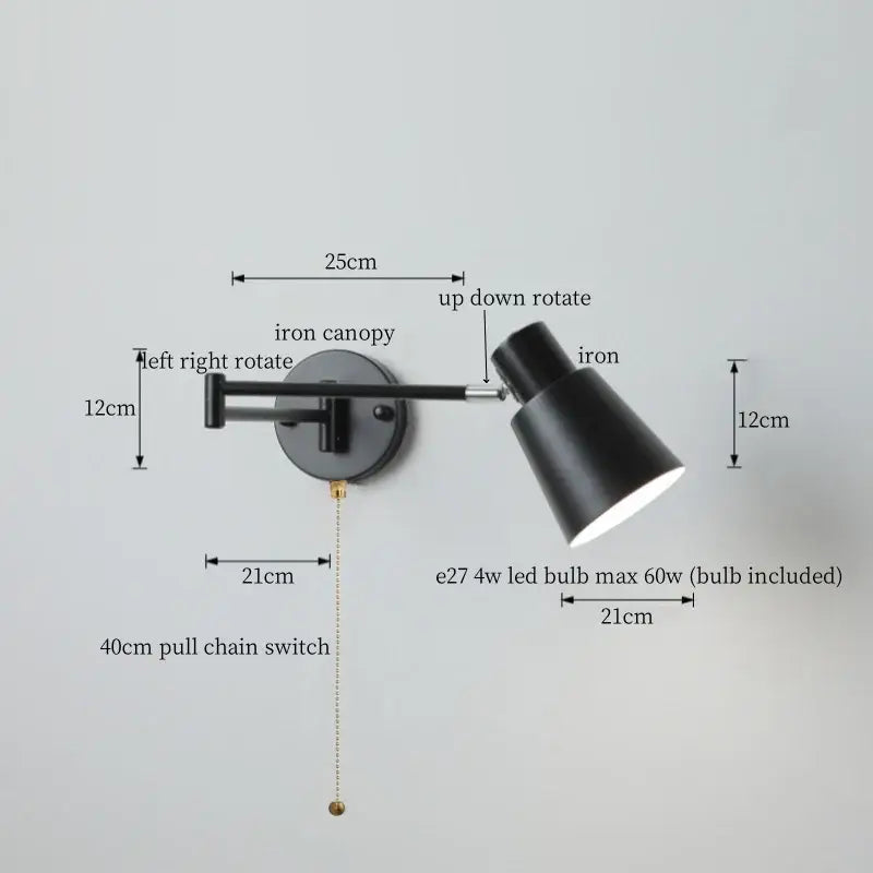 Chrome LED Wall Lamp with Adjustable Swing Arm