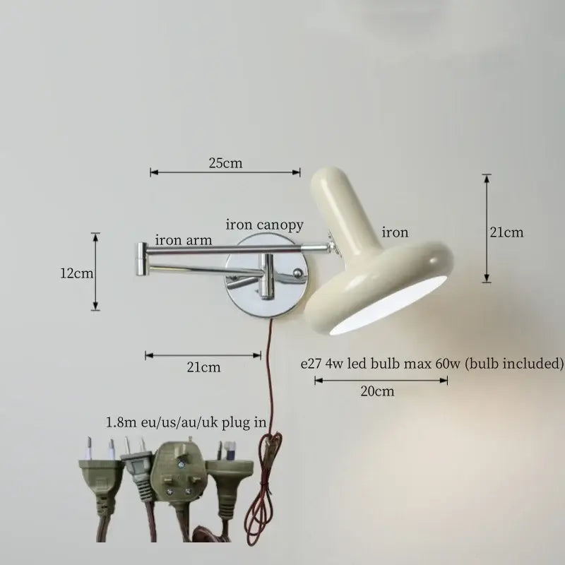 Chrome LED Wall Lamp with Adjustable Swing Arm