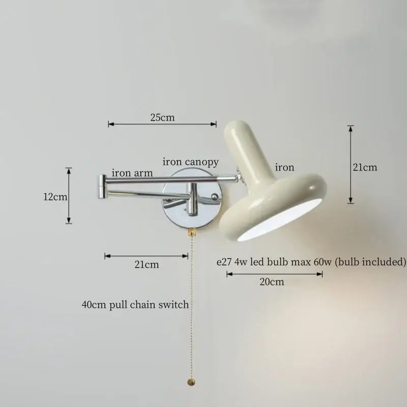 Chrome LED Wall Lamp with Adjustable Swing Arm