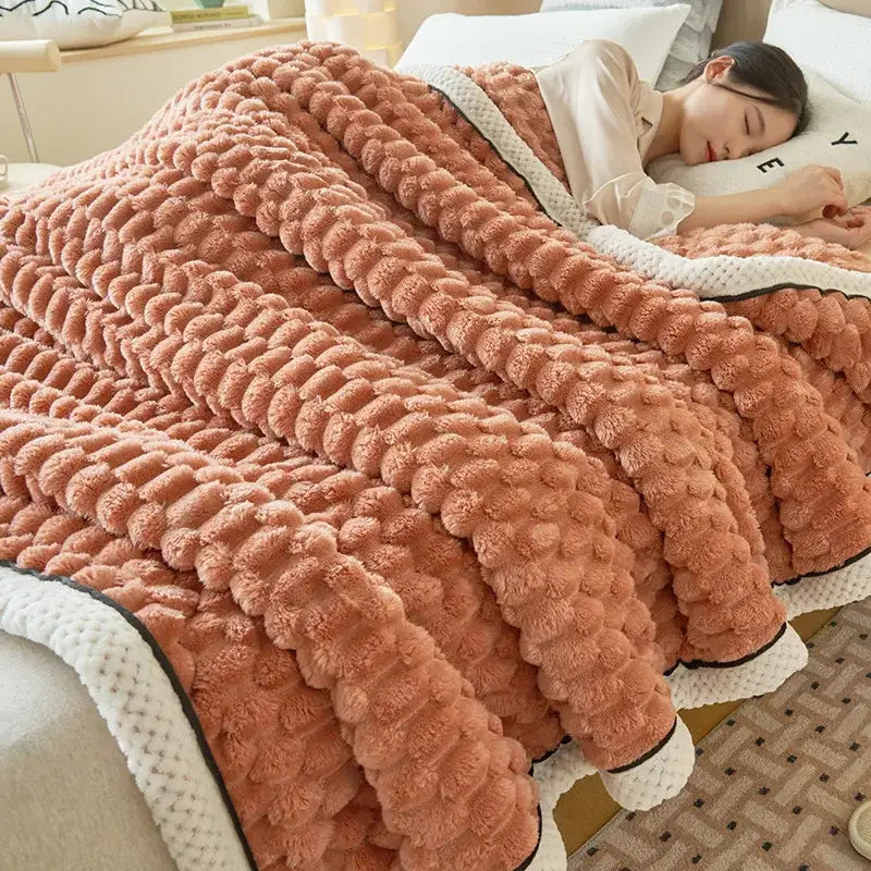 Cream Black Knit Blanket