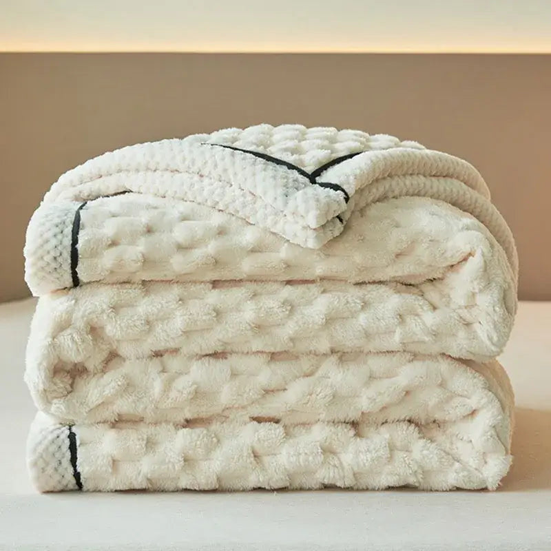 Cream Black Knit Blanket