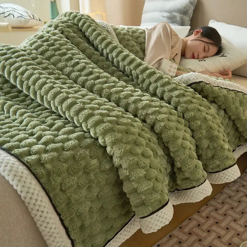 Cream Black Knit Blanket