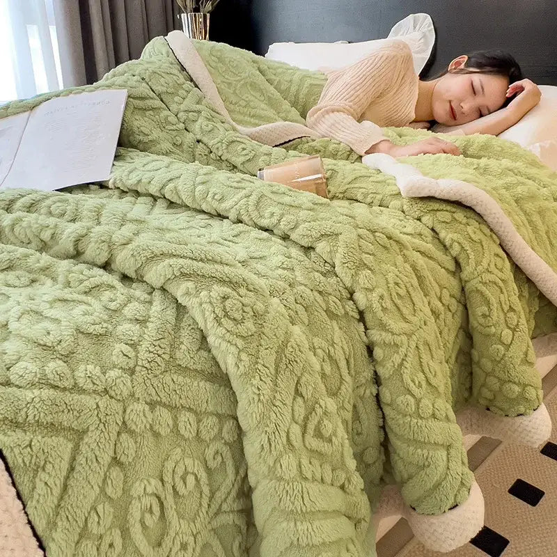 Cream Black Knit Blanket