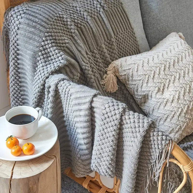 Mustard Ribbed Knit Blanket