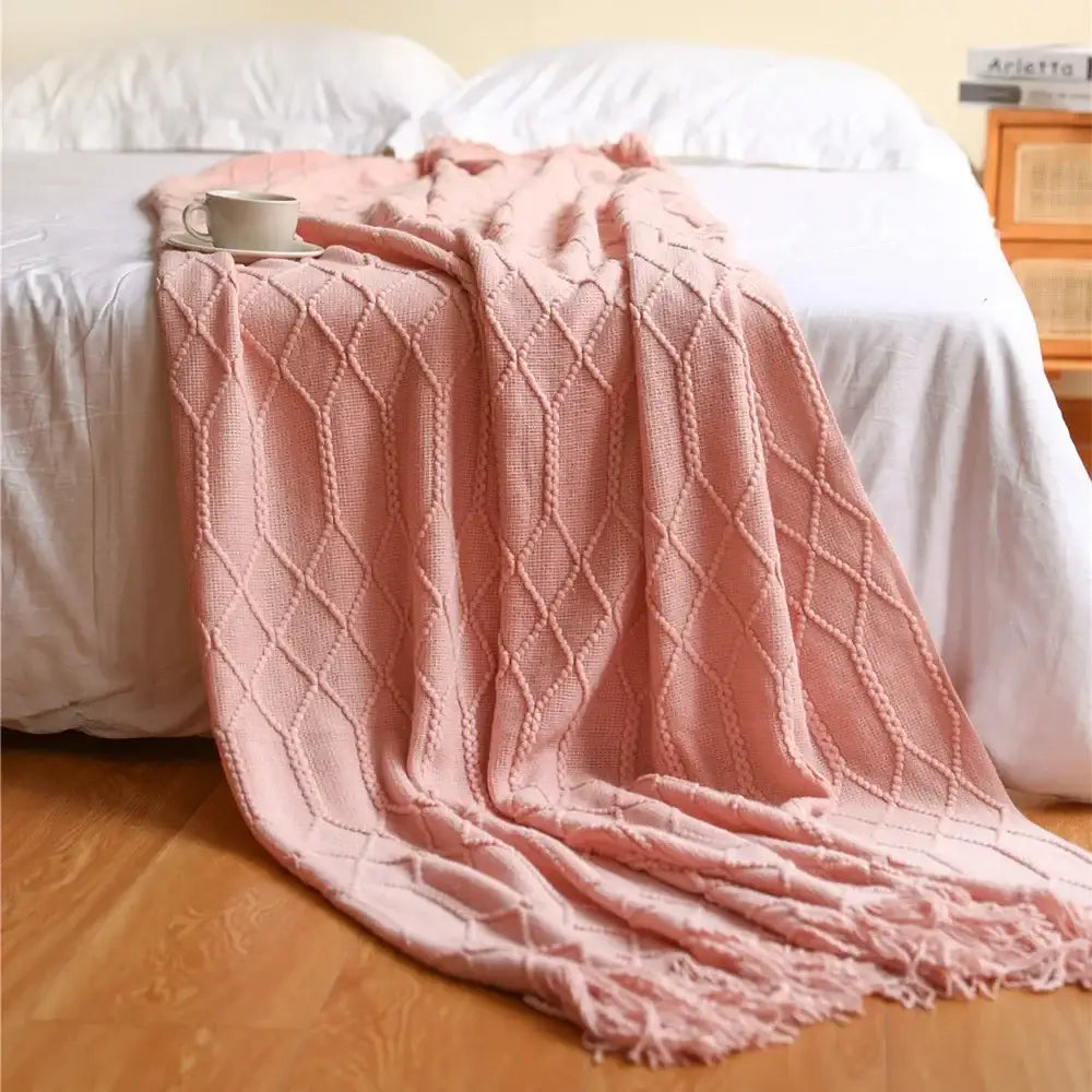 Mustard Ribbed Knit Blanket