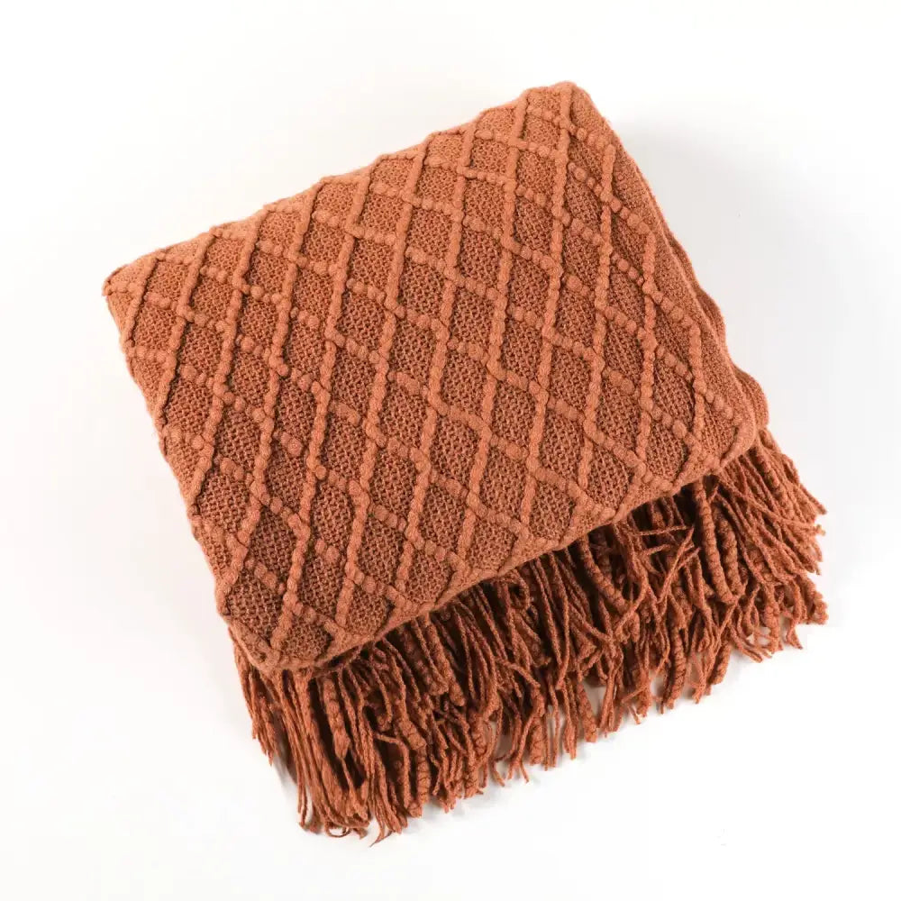 Mustard Ribbed Knit Blanket
