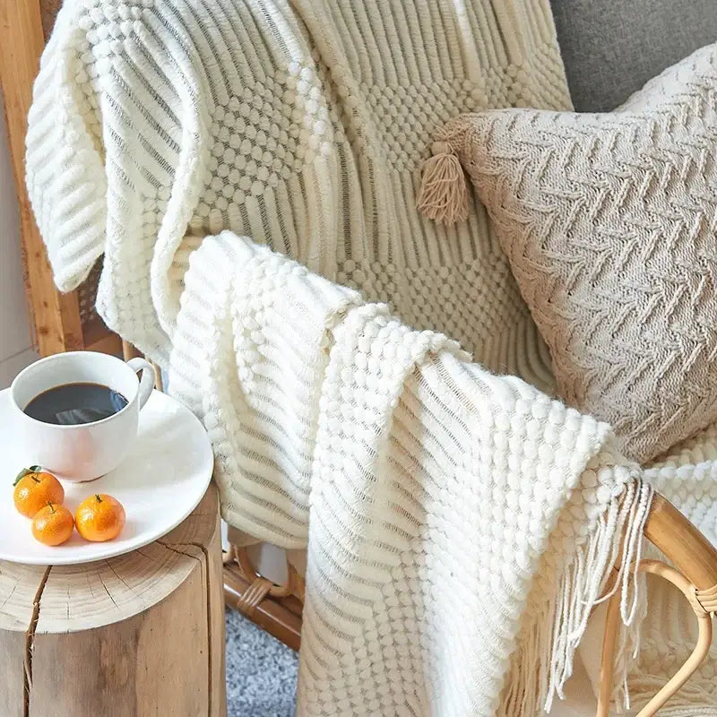 Mustard Ribbed Knit Blanket