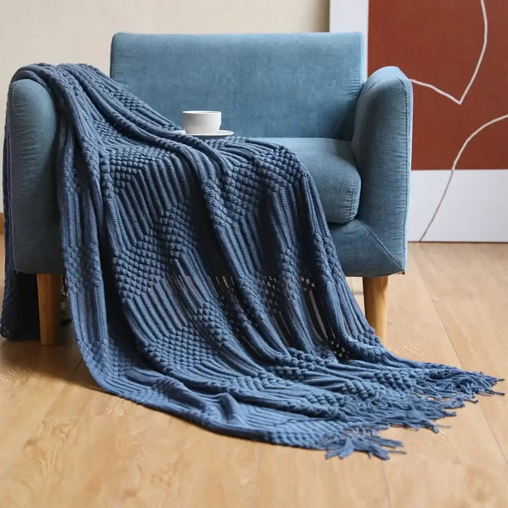 Mustard Ribbed Knit Blanket