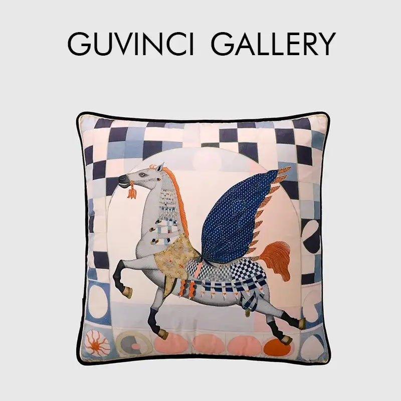 Blue Velvet Horse Cushion