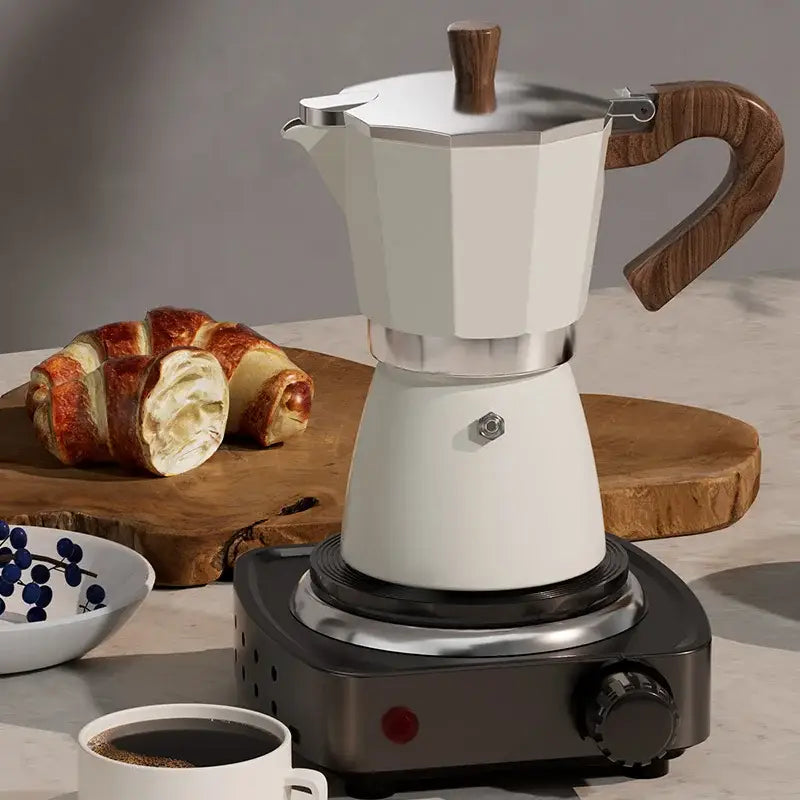 Aluminum Wood Moka Pot