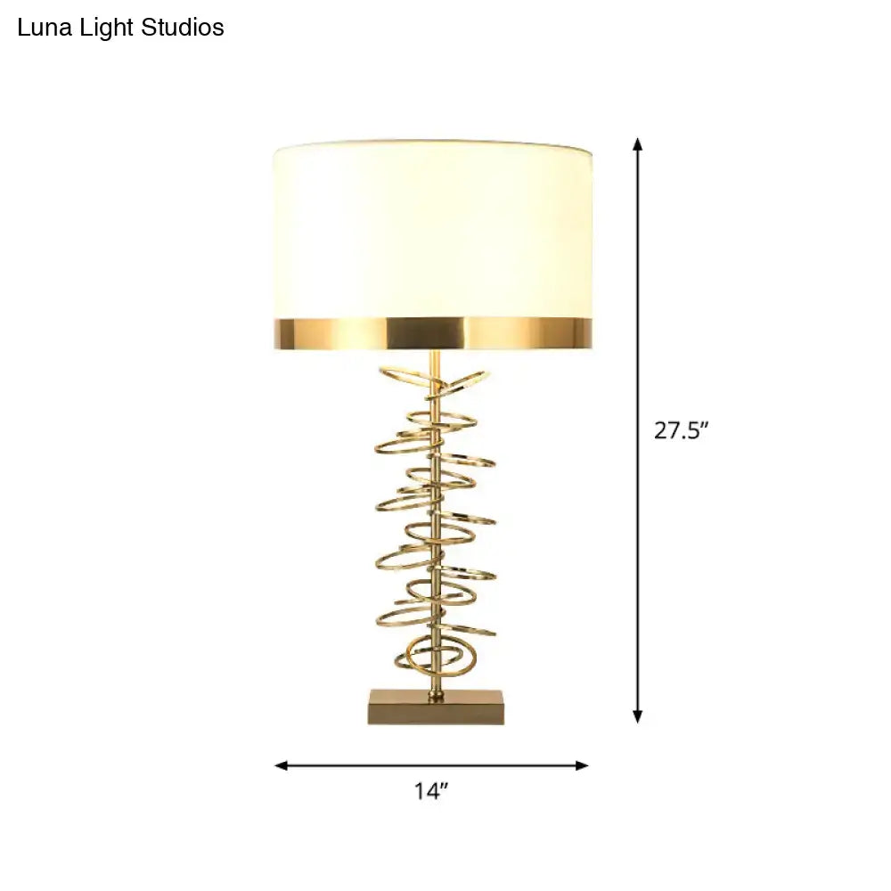 Gold Spiral Drum Table Lamp