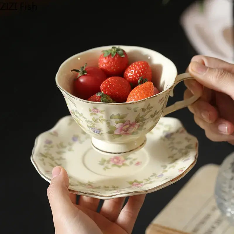Pink Rose Ceramic Cup Set
