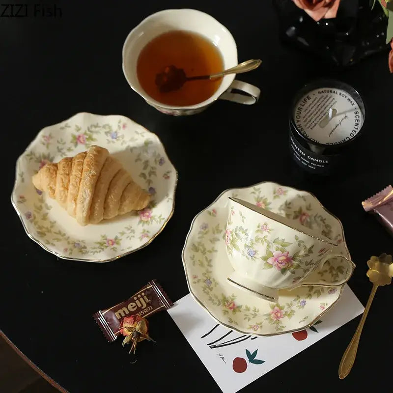 Pink Rose Ceramic Cup Set