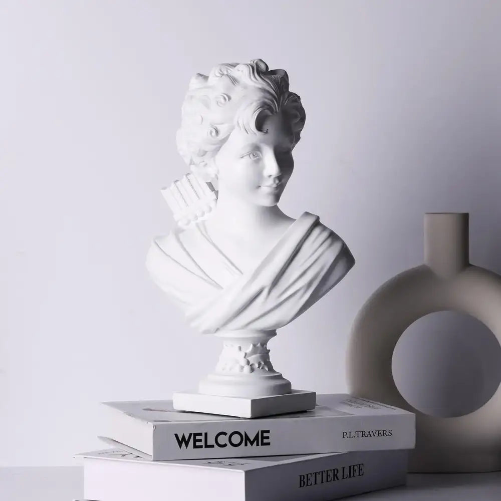 White Cupid Statue Plaster Sculpture Living Room