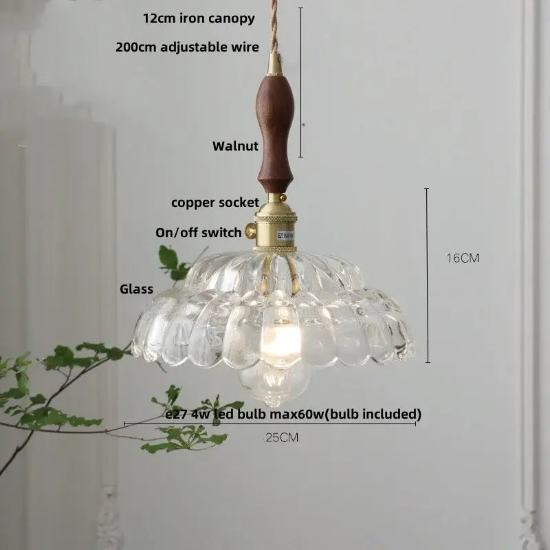 Amber Glass Dual-Head Kitchen Pendant Light