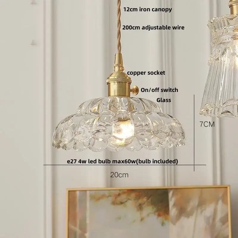 Amber Glass Dual-Head Kitchen Pendant Light