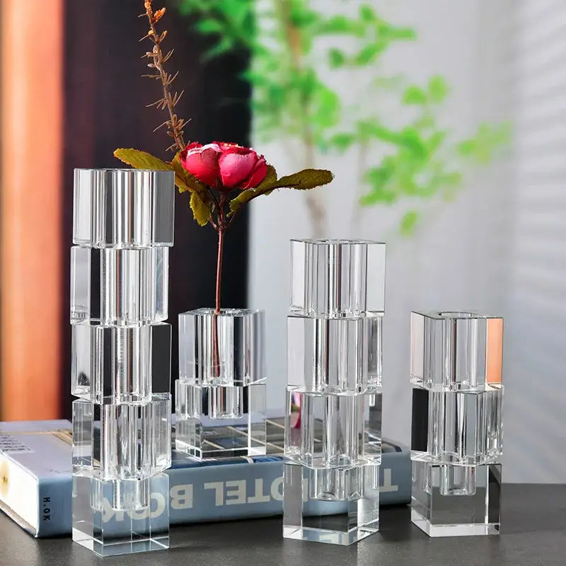 Fluted Clear Glass Vase