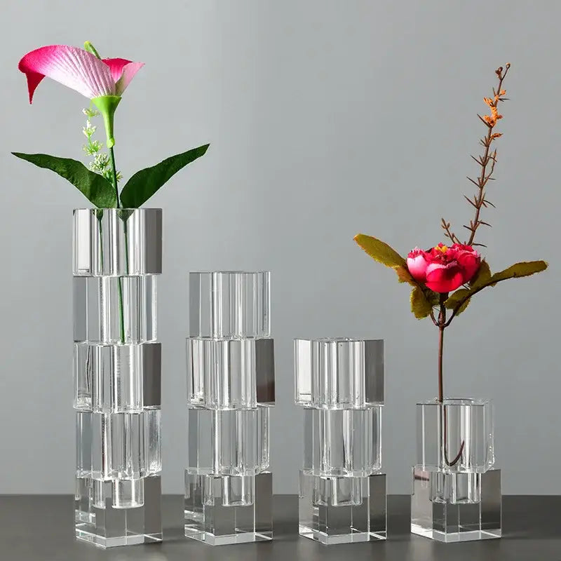 Fluted Clear Glass Vase