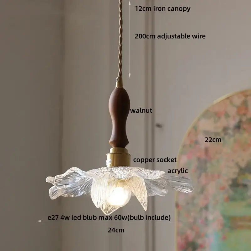 Clear Glass Floral Pendant