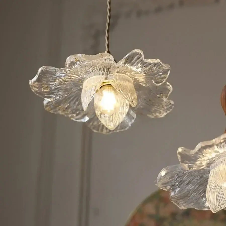 Clear Glass Floral Pendant